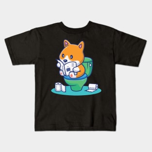 Essential Dog with Toilet Paper Good Aim Dog T-Shirt Kids T-Shirt